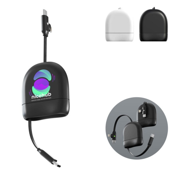 Xoopar ICE-R Uittrekbare USB-C en Lightning Kabel 60W 1 Meter